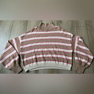 Striped Beige and Pink Women's Sweater